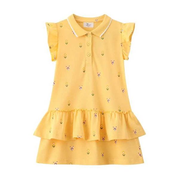 Mädchenkleider springen Messgeräte Sommerkinder Partykleid gelbes Kleinkind Frosch Kurzärmele heiß verkaufen Geburtstag Baby Dressl240508