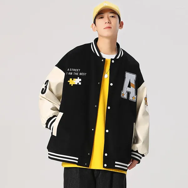 Herrenjacken Männer Skelett Stickerei Varsity Paar Gothic Hip Hop Stitching Kontrast Baseball Uniform Retro Kleidung