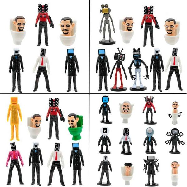 Figure giocattolo d'azione Skibidi Toilet Toys vs Speaker Man TV Man Camara Man Action Figures Dolls Regali 6pcs/8pcs/9pcs/12pcs/Set T240506