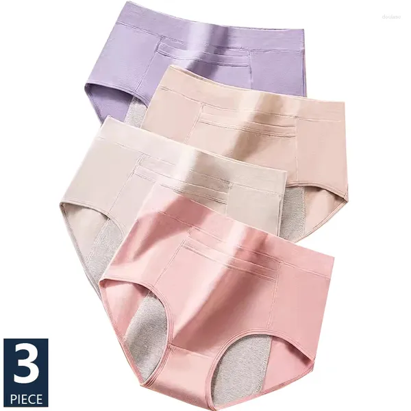 Calcinha feminina 3pcs/conjunto calças fisiológicas de vazamento de vazamento de roupas íntimas do período de calcinha