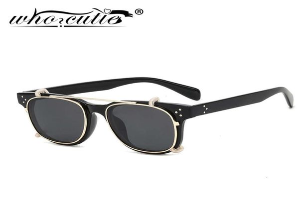 Fashion steampunk clipe em óculos de sol Lens removível Design da marca vintage Três Dot Leopard Square Frame Flip Up Glasses Sun Glasses S1887898218