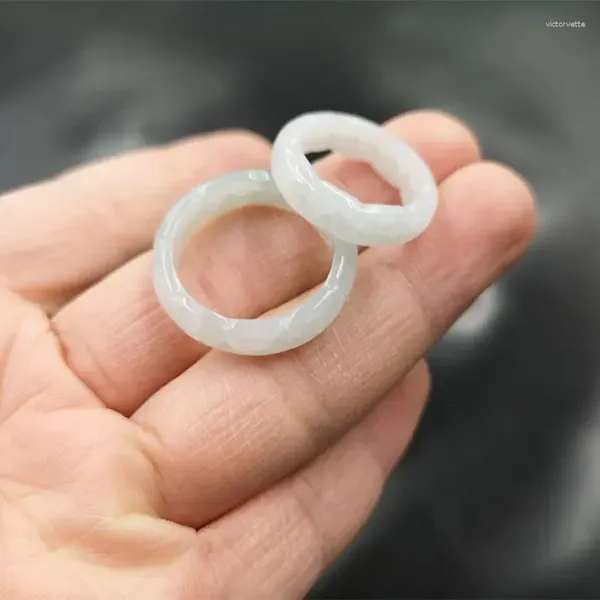 Cluster Ringe natürliche echte weiße Jadeit Jade Hollow Out Cloud Muster Schmuckband Ringsteine ​​für Männer Schmuck Herren