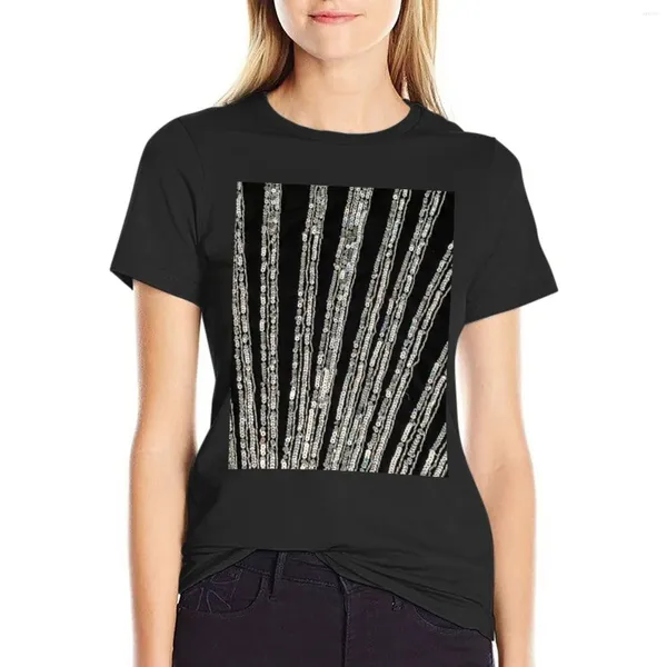 Frauenpolos Silber und schwarze Pailletten T-Shirt Sommer Tops ästhetische Kleidung Tierdruck Hemd für Mädchenkleidung