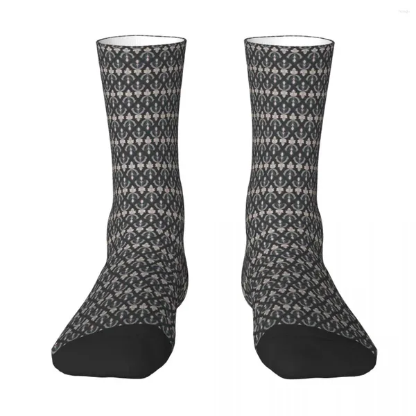 Calzini maschili Mini sfondo nero Fleur de lis Sock Men Women Polyester Stockings Hip Hop personalizzabile