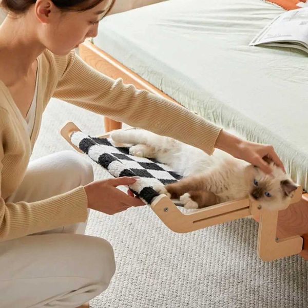 Letti per gatti mobili sospeso per gatto amaca divano in legno mobili interni accoglienti sedili solare cassetti sedie posteriori del letto per gatto letto per gatto d240508