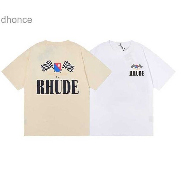 Herren- und Frauen-Trends Designer Mode Rhude Micro Label Briefe Flagge Drucken Kurzarm T-Shirt für Männer Frauen Paare High Street Lose Hälfte