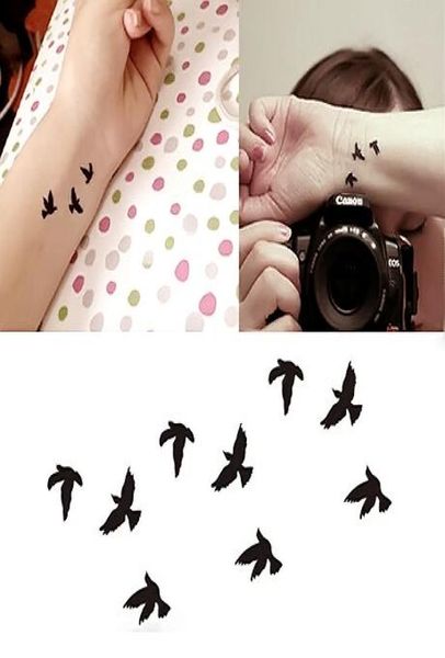ARM Временные татуировки наклейка татуировки водонепроницаемые фальшивые рукава Tatoo Body Art Женщины сексуальные пальцы запястье Flash Liberty Маленькие птицы Flow6987232