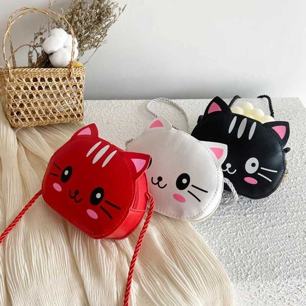 Sırt çantaları sevimli kedi omuz çantası çocuklar Crossbody For E bir araya çantalar çocuklar için PU deri küçük çanta karikatür para çanta cüzdan