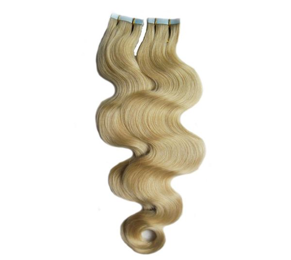 100g Remy Extensões de cabelo humano Fita adesiva Pu Skin Weft 40pcs Fita em Extensões de Cabelo Humano Onda Corporal Virgin Braz6493120