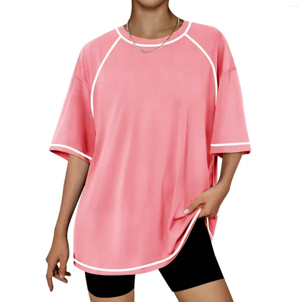 Camiseta feminina t-shirt Mulheres mais tamanho de verão de vendas de roupas listradas de camisa listrada de gola listrada de grande porte