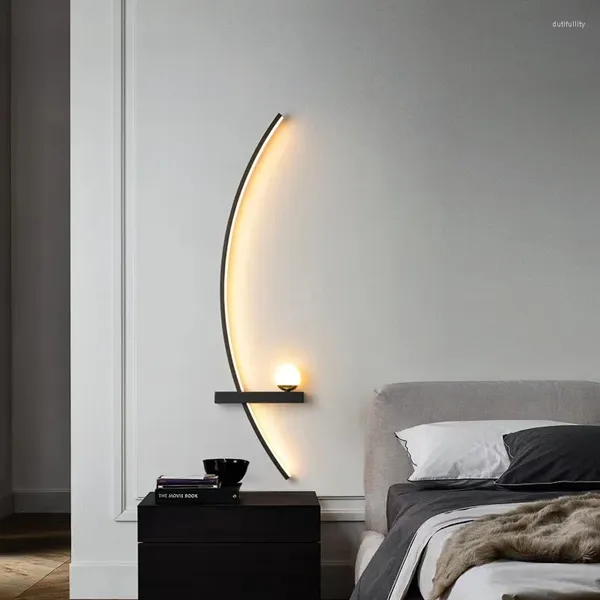 Lâmpadas de parede Modern Led Lamp Arc Linha minimalista da sala de estar de cama de cama de cabeceira Casa Casa Casa Iluminação Interior Lusters