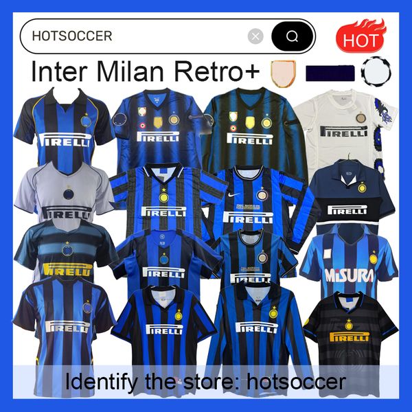 Inters Milans Retro Soccer Maglie Ronaldo Crespo Adriano 97 98 99 00 01 02 03 04 05 05 07 08 09 2010 Finali Milito Sneijder J.zanetti Eto'o Vintage Classic Shirt da calcio