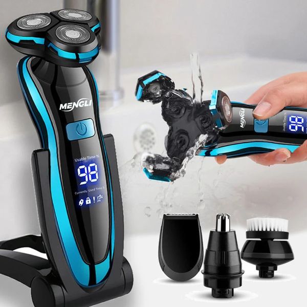 Homens elétricos barbeador de barbeador elétrico recarregável para corte de cabelo de corte de cabelo cortador de barba timer lava -molhado de uso duplo 240423