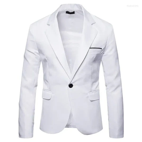 Abiti da uomo autunno inverno da uomo business casual garza di grandi dimensioni giacca bianca blu blazer più xxl manica lunga abbottona