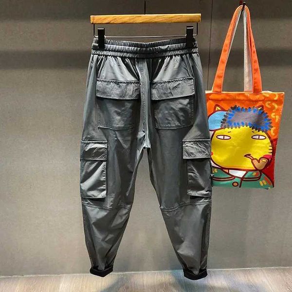 Calça masculina calça masculina calça masculina de pesca de pesca de cargo multi -bolso de bolso de bolso de nylon de bolso de bolso casual Pocket Pocket Y2K J240507