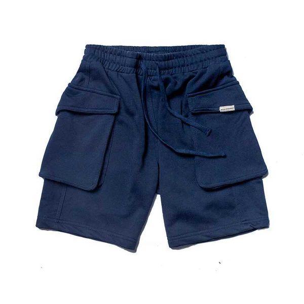 Herren -Shorts Vintage P44 Baumwoll Elastische Taille Military Blue Short Hosen große Taschenmänner Schwarze Sommer Casual Ding Sweat Shorts T240507