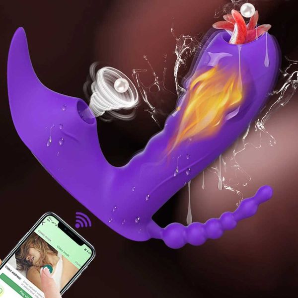 Outros itens de beleza de saúde Controle remoto sem fio 3 em 1 Bluetooth App Dildo Vibrator Vagina Sucker Clitoruls S para mulheres Casal Adult 18 Y240503