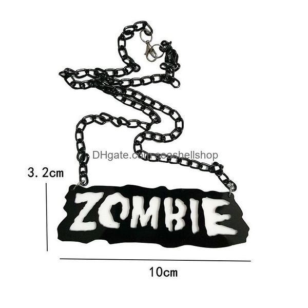 Collane a ciondolo lettera nera acrilica Halloween hip hop gioielli hip hop zombi freak queen gatto rock design di design di moda gift per m dhkbf