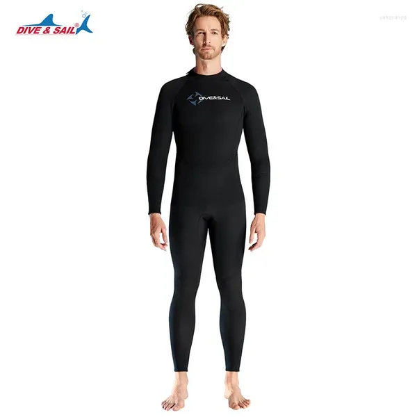 Roupas de banho feminina de banho européia e americana Terno de mergulho de 1,5 mm de manga de uma peça de peça de uma peça masculina de snorkel de guardar a frio masculina