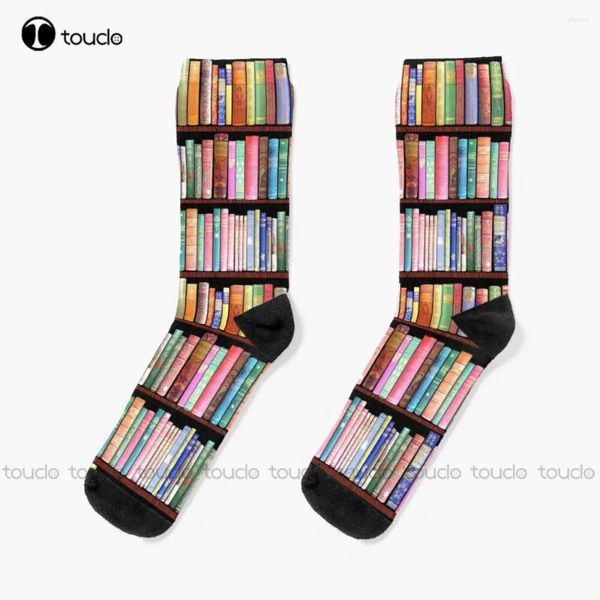 Women Socks Bookworm Antique Book Library Library Shelf Vintage Blue Personalized UNISEX Fashion per adolescenti per adulti