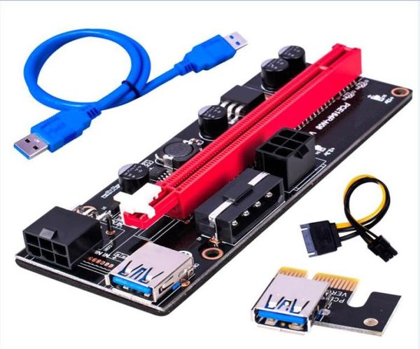 Siyah PCIE RISER VER 009S Kart PCI E 1X 4X 8X 16X Extender USB 30 Kablo SATA - 6pin MOLEX adaptörü BTC Mining8197005