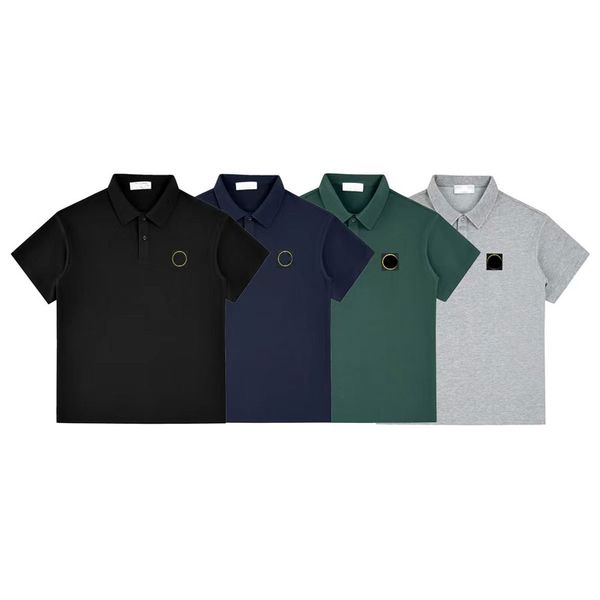 masculino polo pólo designer de pólo moda Quatro estrelas encurraladas com bordado redondo Padrão de luxo Camisas de pólo de rua Mangas de mangas