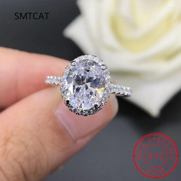 Кластерные кольца 1ct 2ct 3ct 3ct Овальное кольцо Moissanite gen