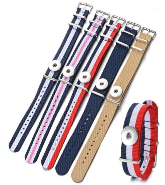 Charm Bracelets Nylon Armband Ingwer Schnappschmuck Varcheng austauschbar für 18 -mm -Knopfgewebe -Träger Band NN71613600104