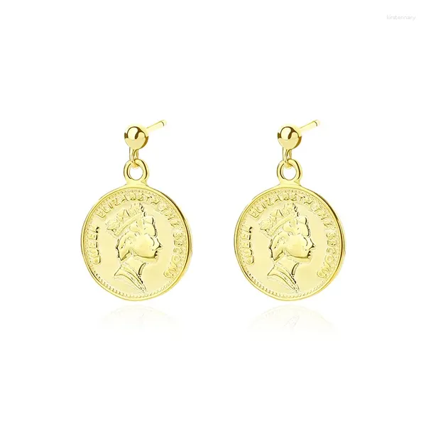 Dangle Ohrringe 925 Sterling Silber Schmuckmünzen Anhänger 18K Gold plattiert Ohrring für Frauen kostenloses Laser -Logo Großhandel