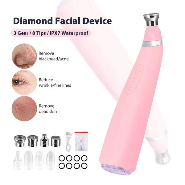 2 su 1 micro corrente portatile Diamond facciale 3 livelli di aspirazione Mini Microdermabrasion Macchina 3 marcia 8 TIPS