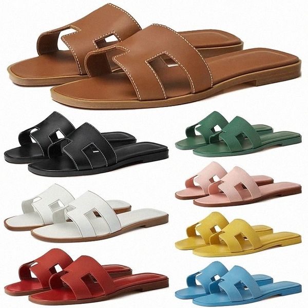 Дизайнерские сандалии тапочки Oran Sandal Orang Slapper Blanc Nior Gold Box Кожаная кожа роза бледная эпсома кожаные женщины Eg2ccl7#