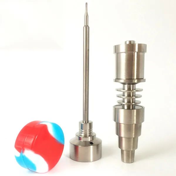 GR2 Domeless Titaniumnägel Kohlenhydrat -Silikon -Jar -Kit für 18 mm 14 mm Enail Heizung Spulen Wachs Raucher Bong Wasserrohrzubehör LL