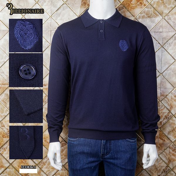 Men Polos bilionário Couture Italian Cashmere Autumn e Winter Business Borderyer Sweater