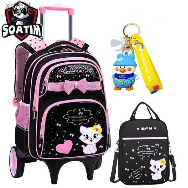 Rucksäcke Trolley Kinder Schultaschen mit Rädern Mochilas Kinder Rucksäcke Trolley Gepäck Girls School Rucksack Bookbag Kinder Schoolbags WX