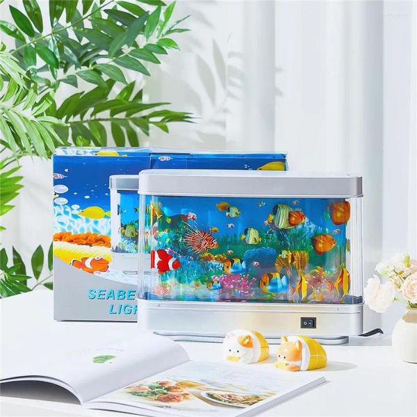 Tischlampen künstliche tropische Fischtank Aquarium Dekor Nachtleuchte virtuelle Ozean Wohnzimmer Schlafzimmer Kinder Weihnachtsgeschenke