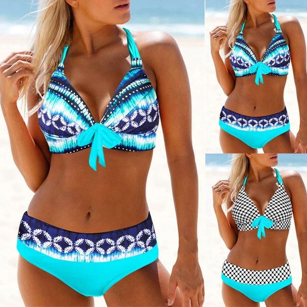 Bikini da bagno femminile bikini da bagno a due pezzi da bagno colorato top cereno a filo da prua