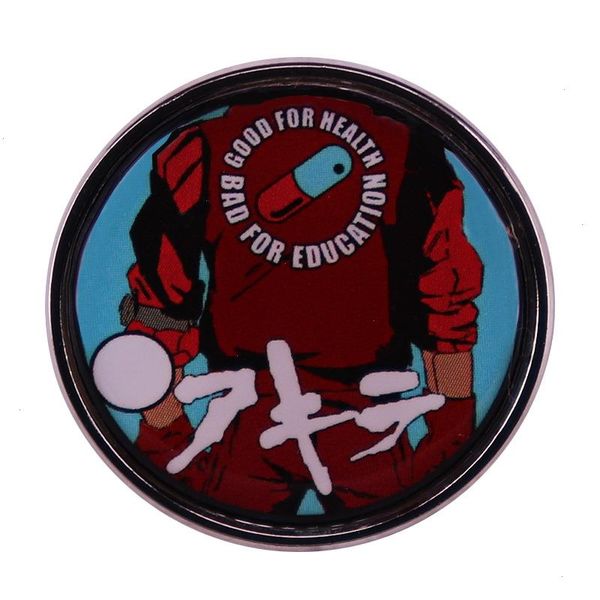 Film d'animazione di fantascienza Akira Poster Inspiration Badge Good for Health Bad for Education Spilla