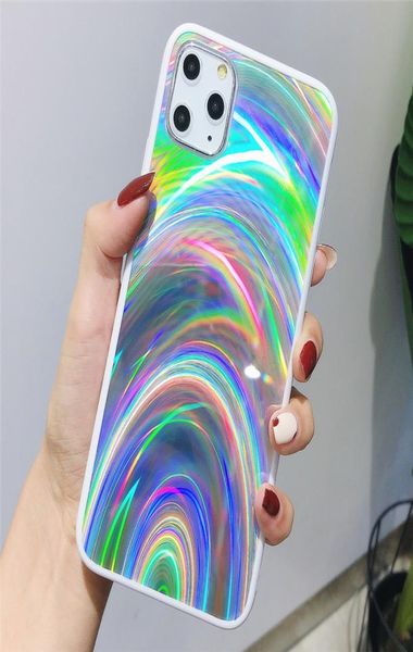 Голографический лазерный корпус для iPhone 11 Pro XR XS Max Case 3D Rainbow Glitter Phone Cople для iPhone SE 2020 7 8 6S6549547