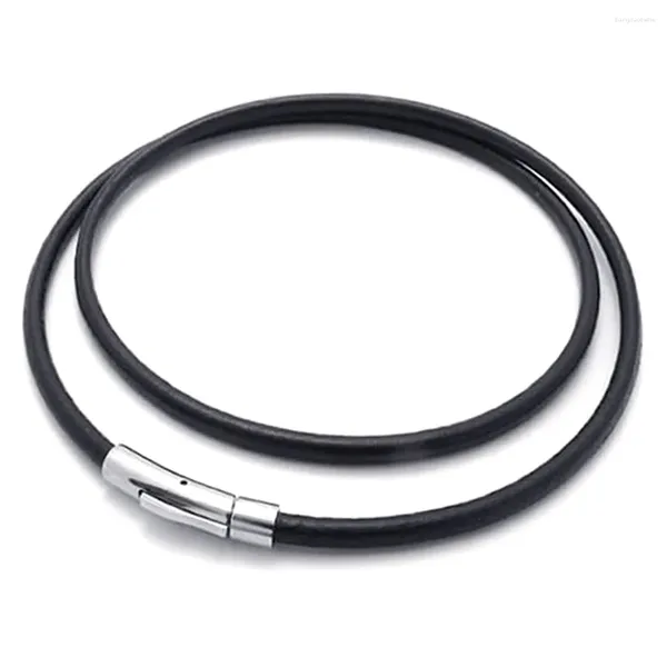 Ketten Schmuck Herren Halskette - Ketten 3mm Kabel -PU -Leder - Für Männer schwarz Silber mit Geschenktüte 45 cm