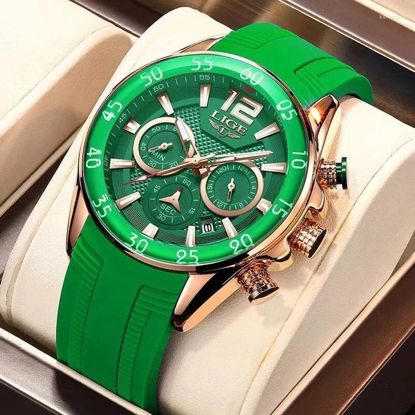 Orologi da polso 2024 Lige Fashion Men Watches Sport Quartz Watch Man Chronograph Chronograph Waterproof Casual Orology Montre Homme