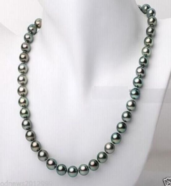 Schnell echte feine Perlen Schmuck 1820 Zoll 910 mm Tahitian Echtes schwarzes Pfaublaublau -Grün Perlenkette 14K Clasp5715207