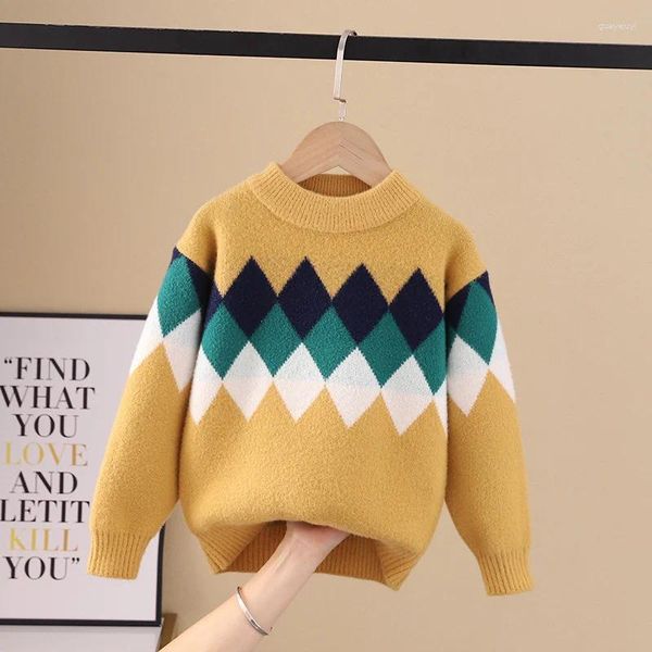 Roupas conjuntos de roupas para meninos suéter lã casaco de lã Tops tricô 2024 Luxury Spring Autumn Plus Caplen Cotton Pullover adolescentes infantis