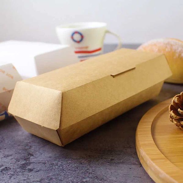 Одноразовая посуда 100 одноразовая сырная упаковка хот -догов коробки с закусочной уличной едой для бумаги для бумаги.