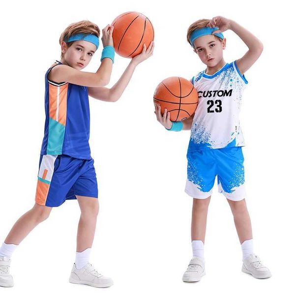 Jerseys Kids Basketball Use uniforme de basquete barato Conjuntos de uniformes de basquete meninos camisas de basquete respiráveis para LDREN H240508