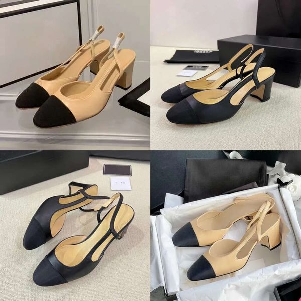 Chanells Schuh Frauen Slingbacks Sandalenketten Ballett Flats Schuhe Chanells Sandalen Ballerinas Sandalen Ladies Party Hochzeitskleid Schuhe Chunky High Heels Slipper 679