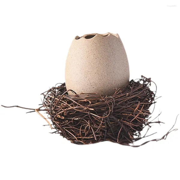 Vasen Eierschale Vase lustig Boho Dekor rustikale Pflanze Sukkulente Töpfe Keramik -Eierschale -Form -Pflanzer Vogel Nest Ostern