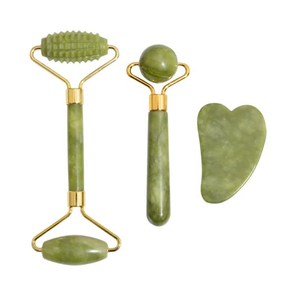 Roller Massageador de rolos de jade natural para rolos de rosto elevador facial anti -escrúpia