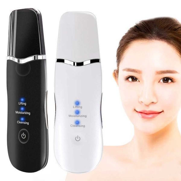 Strumento di bellezza domestico Ultrasonic Skin Scrubber per la pulizia del viso Macchina Blackhead Depth Hole Spatola Spatola UltraSonic Beauty Strumento Q240507