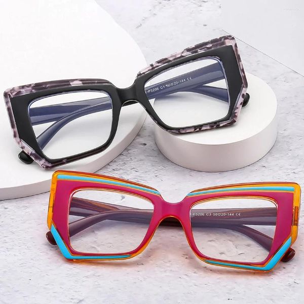 Güneş Gözlüğü 2024 Lüks Mermer Çerçeve Kedi Göz Anti Mavi Hafif Gözlük Şık Kadın Gözlük Marka Tasarım Bilgisayar Gözlükleri