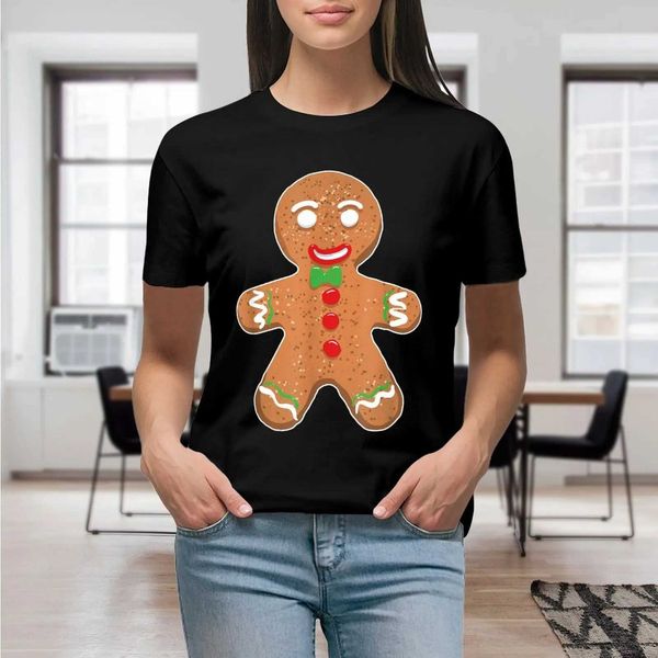 Frauen T-Shirt Lebkuchen Mann Weihnachtskeks Come Backteam T-Shirt Grafik Shirt Casual Shorts Slved weiblich T-Shirt Größe S-4xl Y240506